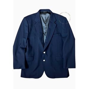 Vintage Strathmore Men Genuine Pure Wool Navy Blue Gold Buttons Classic Blazer